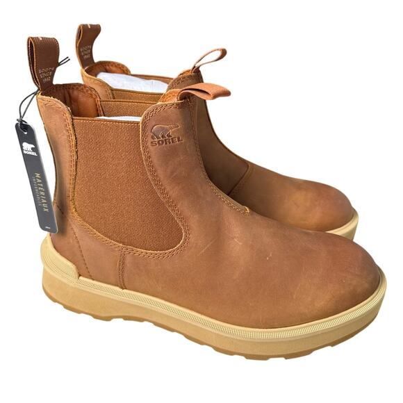 Sorel Hi-Line Chelsea Boot Ankle Womens 9.5 WP Leather Scorch Tawny Buff Pull On - Picture 1 of 10